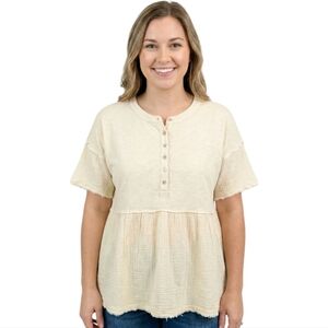 NWT CROWN & IVY BOHEMIAN COTTON FLOWY TOP SIZE S